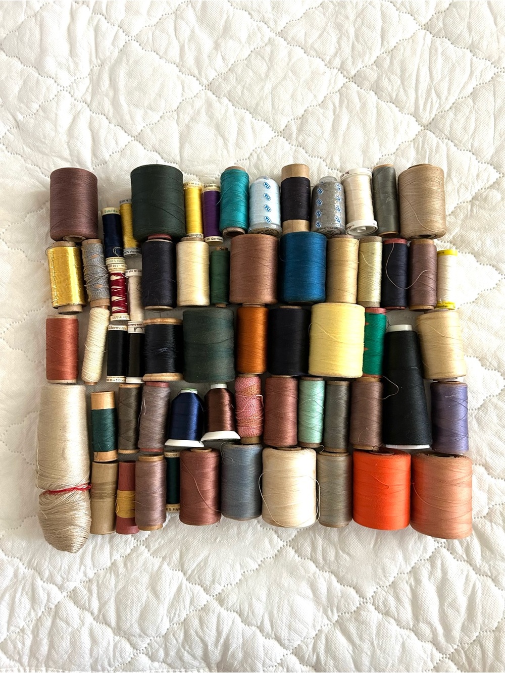 Lot of 60 Spools Thread Vintage Some New Some Used Many Colors Sewing Crafts